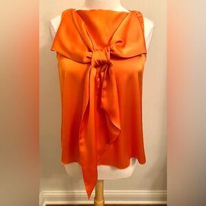 Vero Moda Burnt Orange Silky Front Tie Sleeveless Business Career Top Size M
